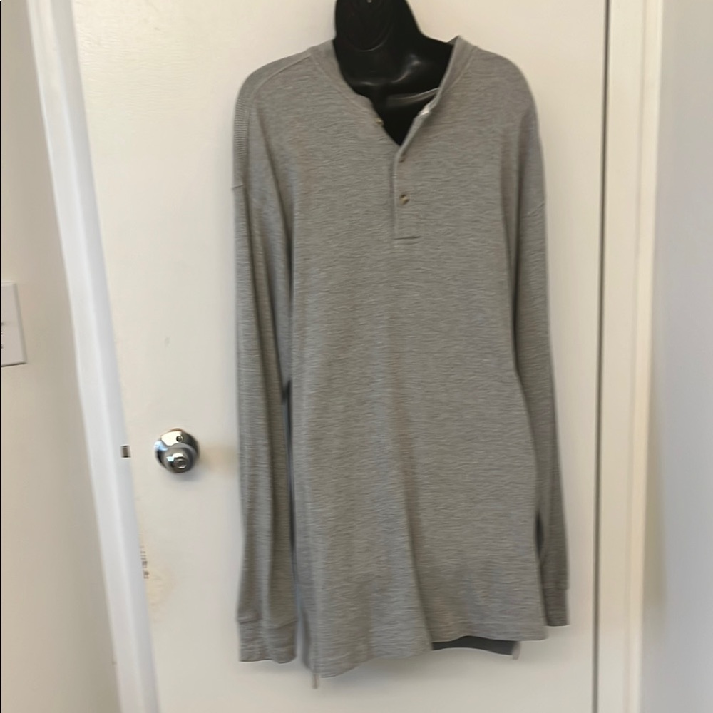 Men's Gray Long Sleeve Henley Shirt